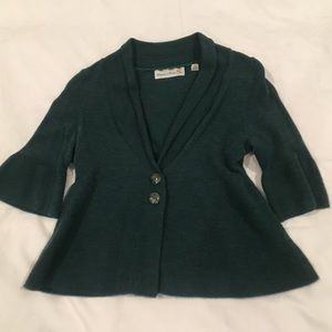 Anthropologie green sweater painted buttons size S
